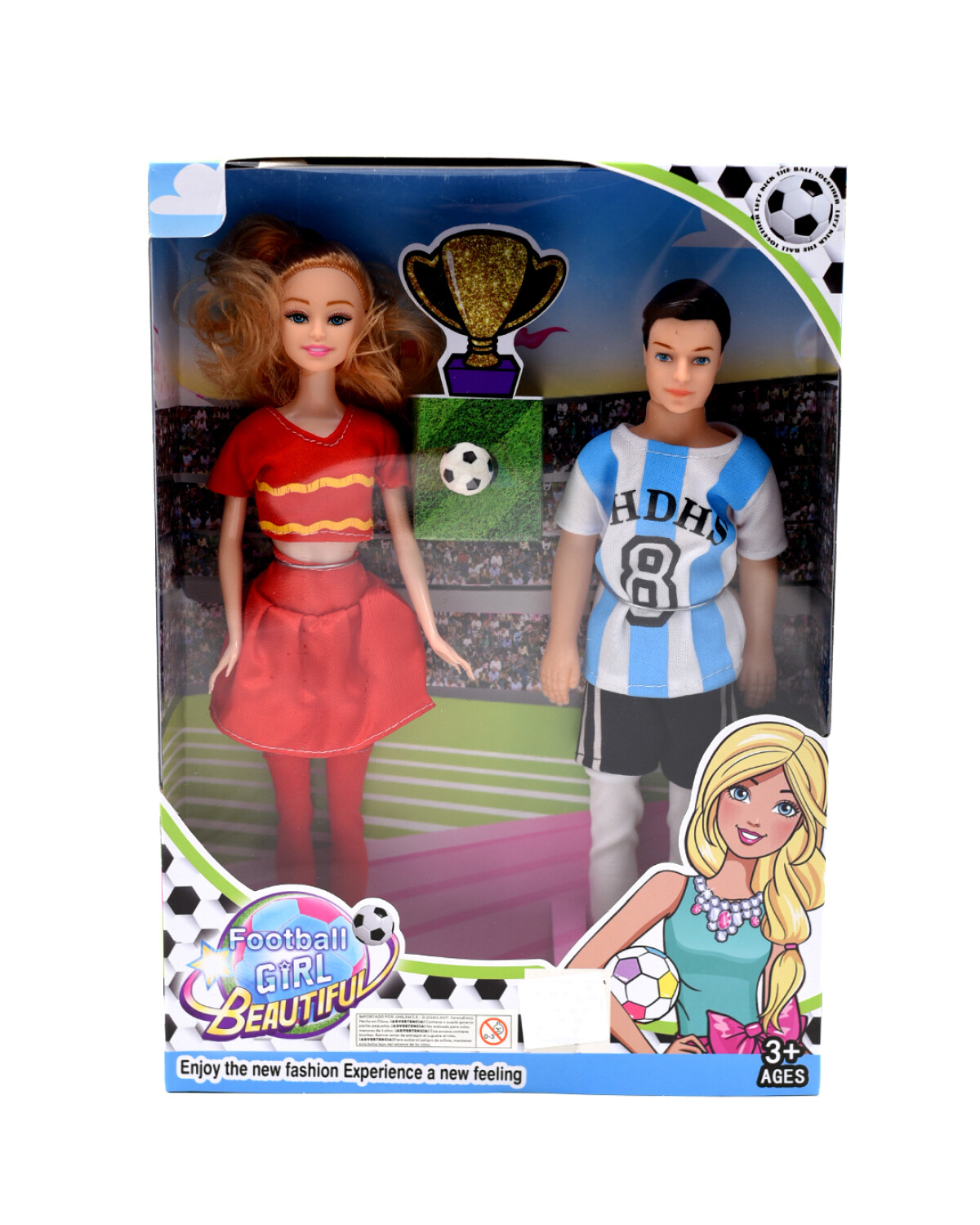 MUNECOS FUTBOL Y PORRISTA CELESTE Guapa
