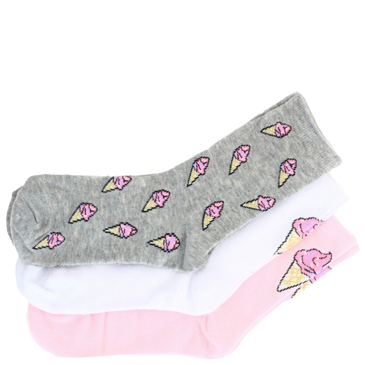 Medias de Niña MINI Miss Carol MEDIA ICE CREAM PACK X3 - Rosado - Blanco - Gris 