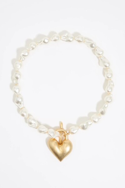 COLLAR PERLAS Y CORAZÓN Oro