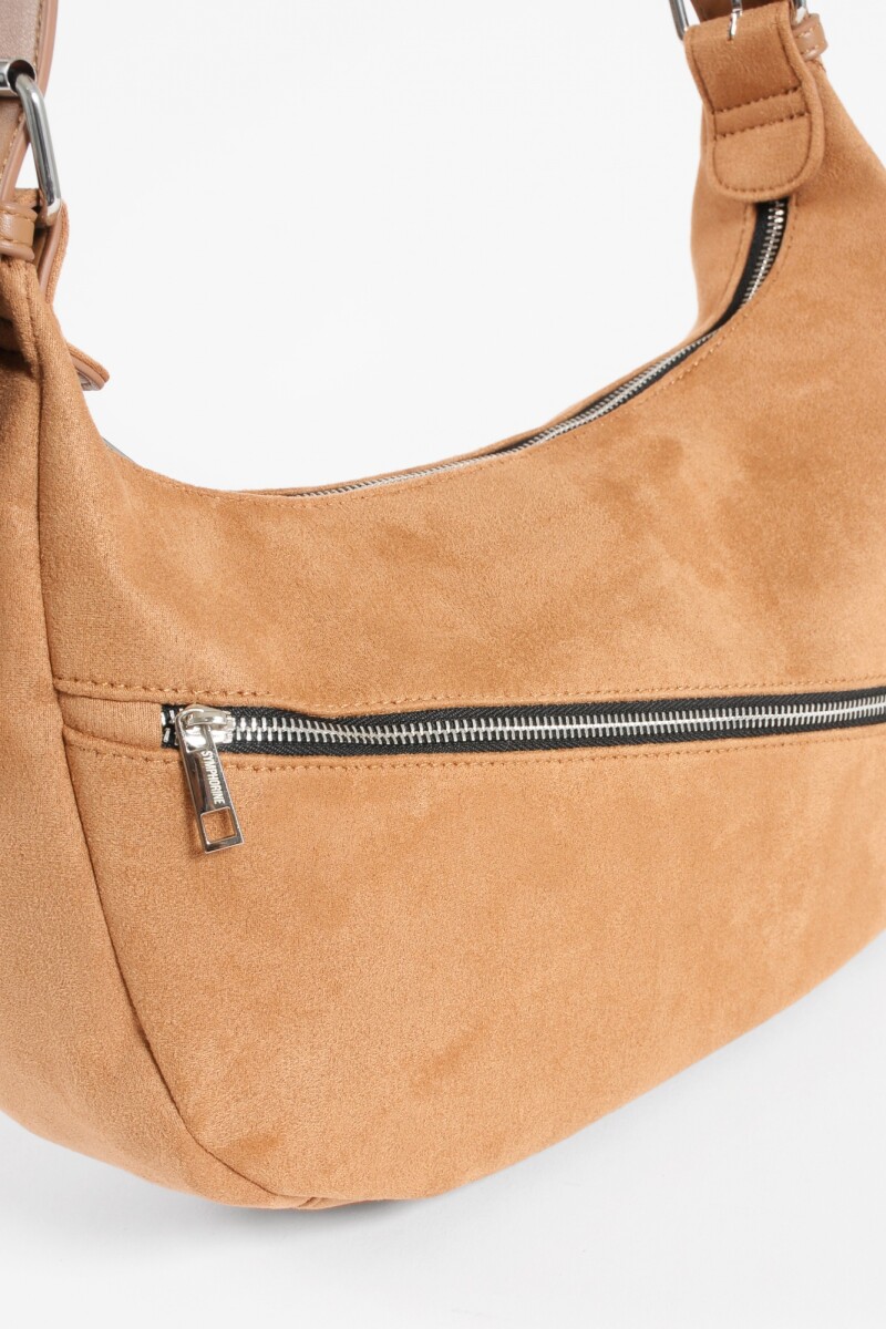 Bandolera simil suede marrón