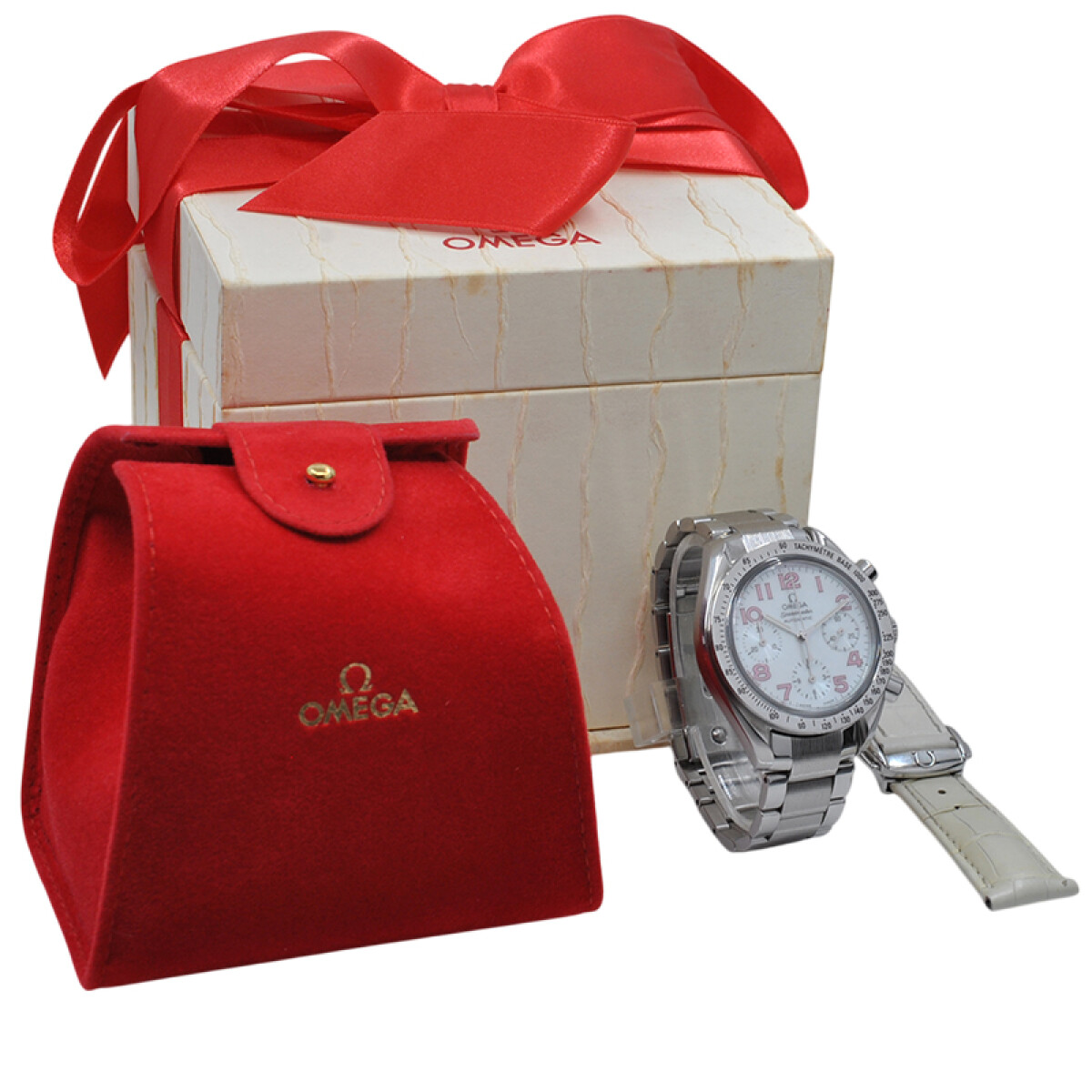 Omega Speedmaster 1750042 dial madre perla automático 39 mm, 2 mallas y estuche. 