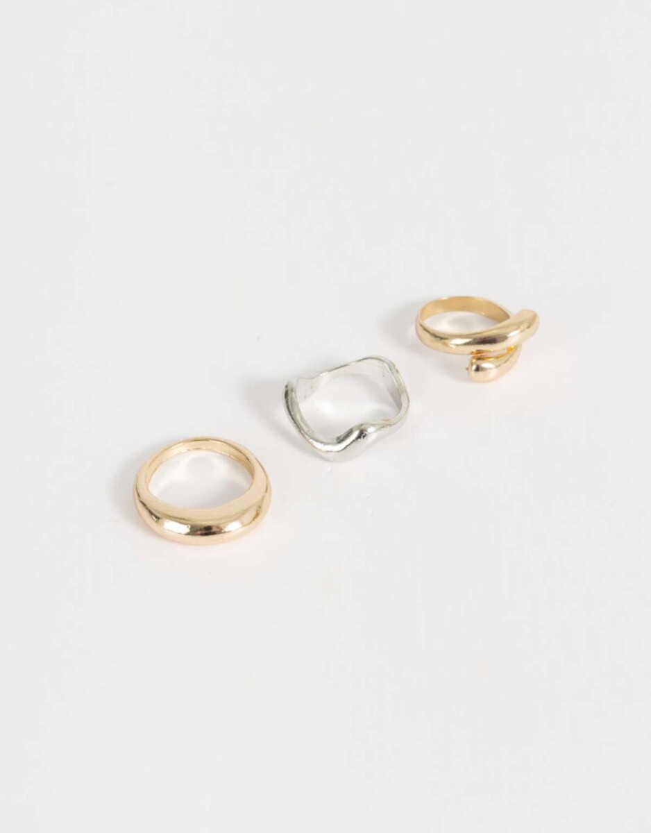 Set De Anillos Mixplating Chunky - Combinacion Bicolor 