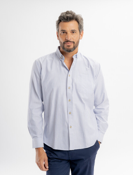 Camisa m/l oxford rayada azul