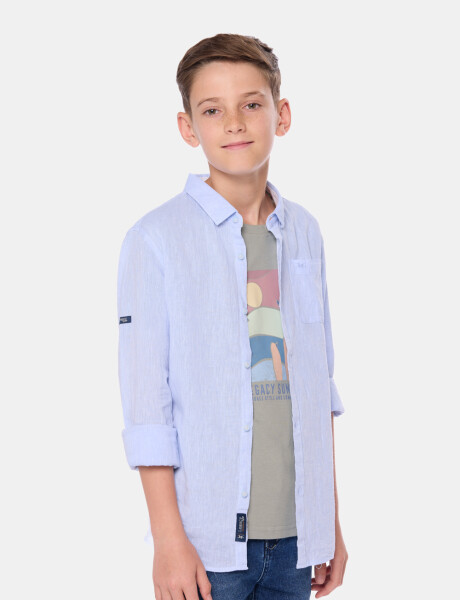 CAMISA DE LINO Celeste