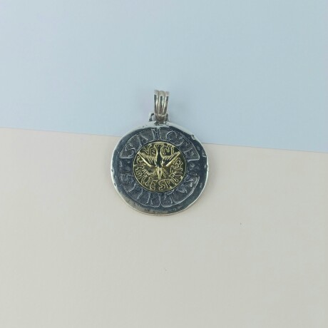 Medalla religiosa de plata 925 y double en oro 18 ktes, ESÏRITU SANTO. Medalla religiosa de plata 925 y double en oro 18 ktes, ESÏRITU SANTO.