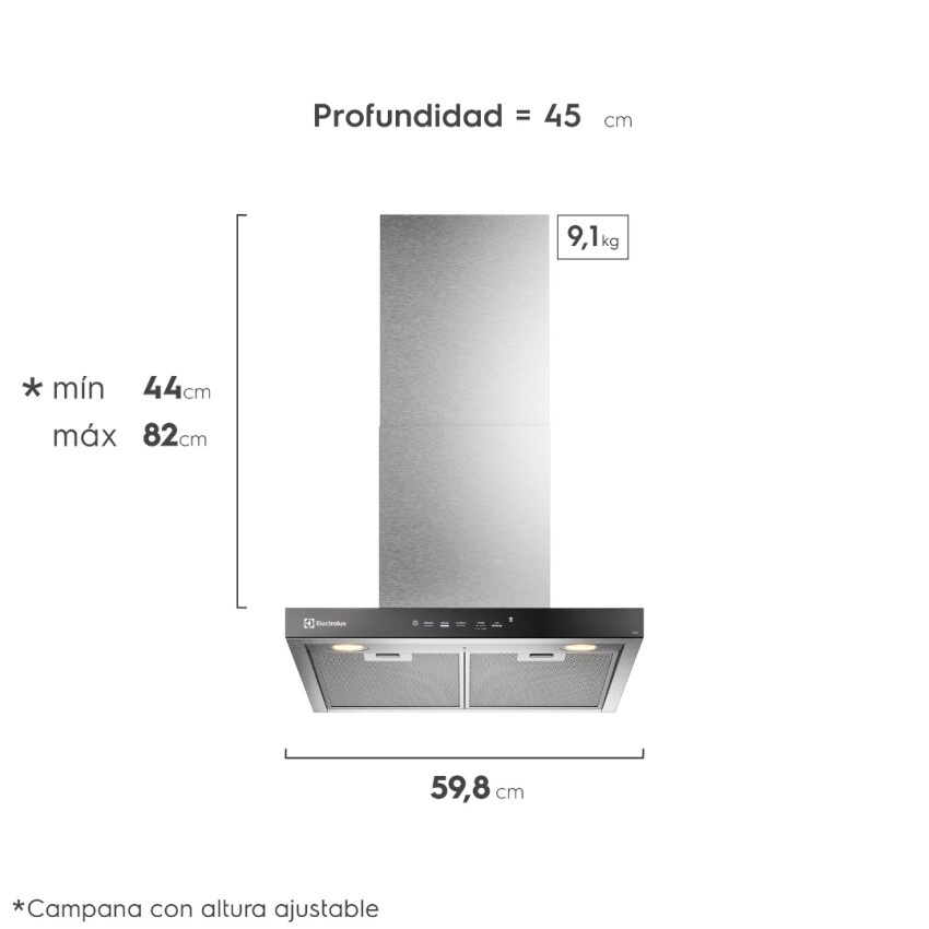 Campana Electrolux Plana 60 EL-EJWL607EXI Inox. Campana Electrolux Plana 60 EL-EJWL607EXI Inox.