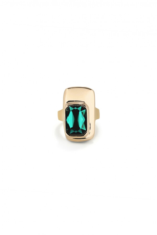 ANILLO BAÑADO EN ORO 18K CON CRISTAL VERDE Anillo