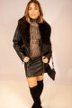 Chaqueta corta con piel Negro