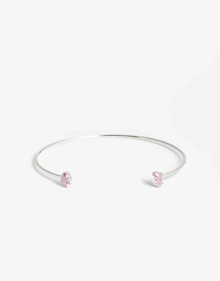 Pulseras Rígidas Cubic zirconia Pulsera Rígida Bañada En Plata - Plateado