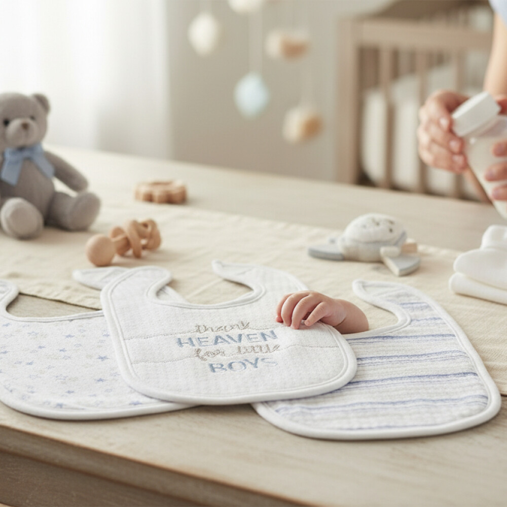 Set x3 baberos algodon LORELLI celeste