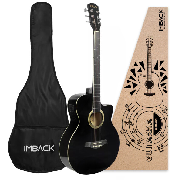 Guitarra Electroacústica para Diestros con Funda Color Negro GUI002 Guitarra Electroacústica para Diestros con Funda Color Negro GUI002