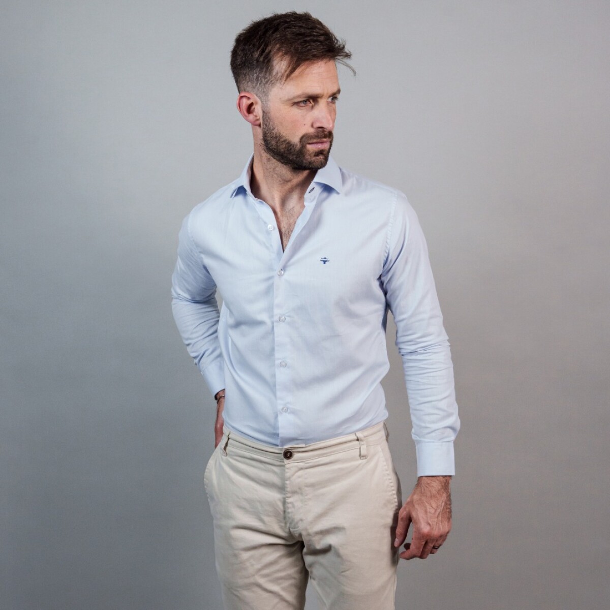 CAMISA LUXURY - Celeste espigado 