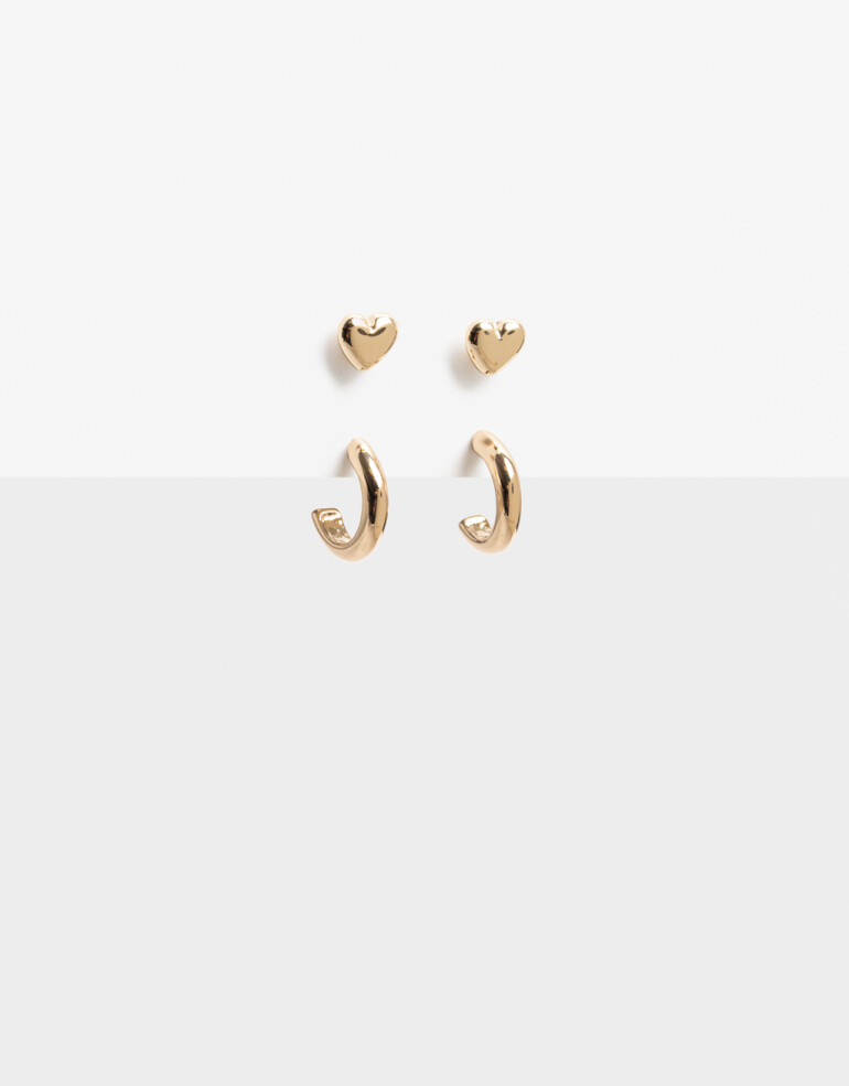 Aros Sets Con Dijes Aros Set Corazón - Dorado