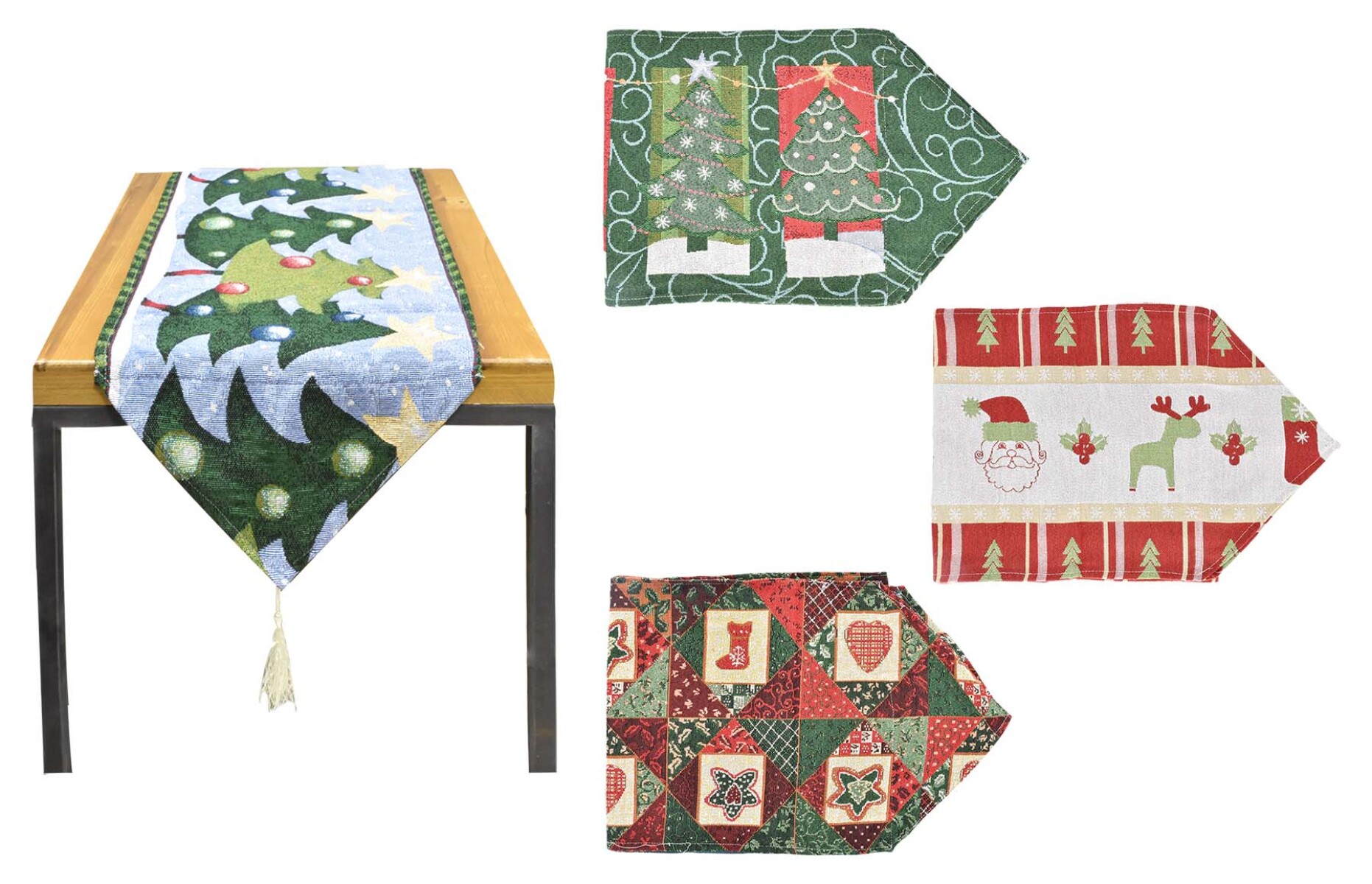 CAMINERO TELA NAVIDEÑO CON BORLAS RUSTICO 180X33CM 18730 