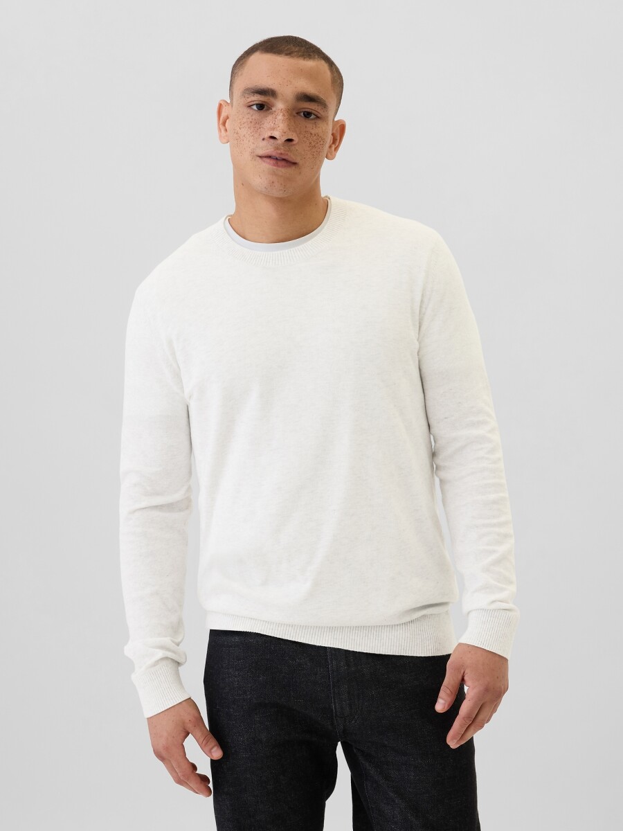 Buzo De Algodón Cuello Redondo Hombre - Cream 
