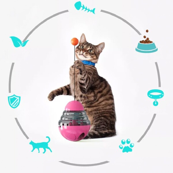 Juguete Gato Dispensador Comida Interactivo Mascota Alimento Color Variante Rosa