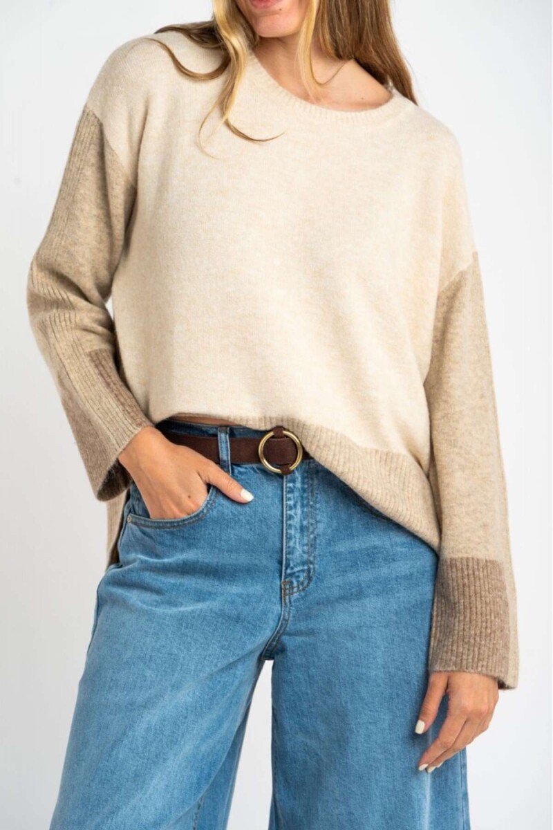 Sweater Combinado - Beige Melange 