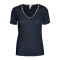 VMKAREN SS GOLD V-NECK TOP JRS BTQ GA Navy Blazer