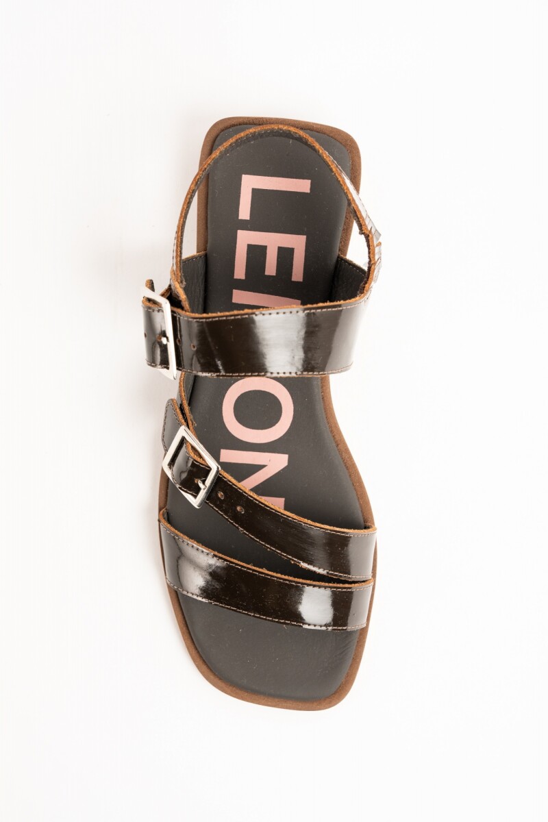 Sandalias De Doble Hebilla Chocolate