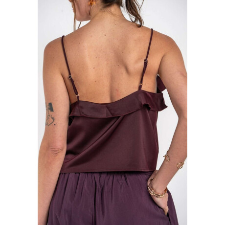 Musculosa Volado Saten Bordeaux