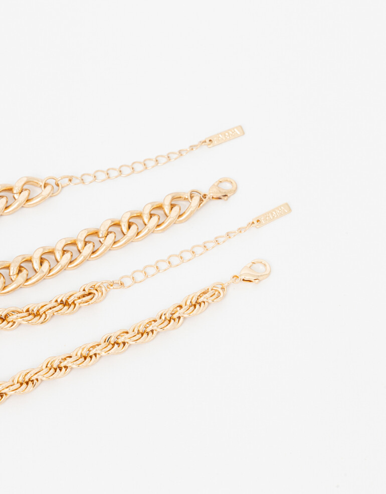 Pulseras Flexibles Sets Metal Set De Pulseras Metal - Dorado