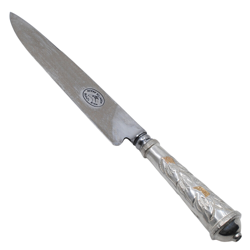 Puñal Hoja 16 Cm, Cabo De Plata Y Oro, Vaina De Cuero Puñal Hoja 16 Cm, Cabo De Plata Y Oro, Vaina De Cuero