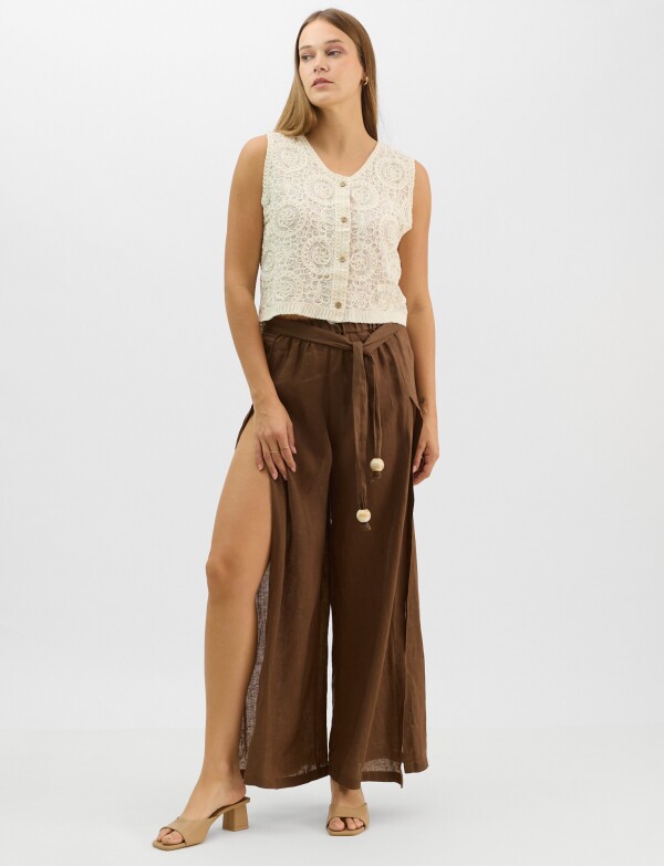 Chaleco Calado De Algodón BEIGE