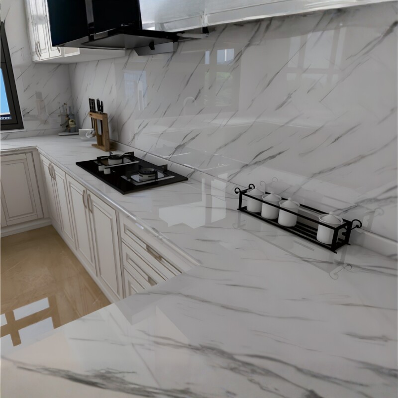 Vinilo Decoración Mesada Pared 60 Cm X 2m MARMOL BLANCO