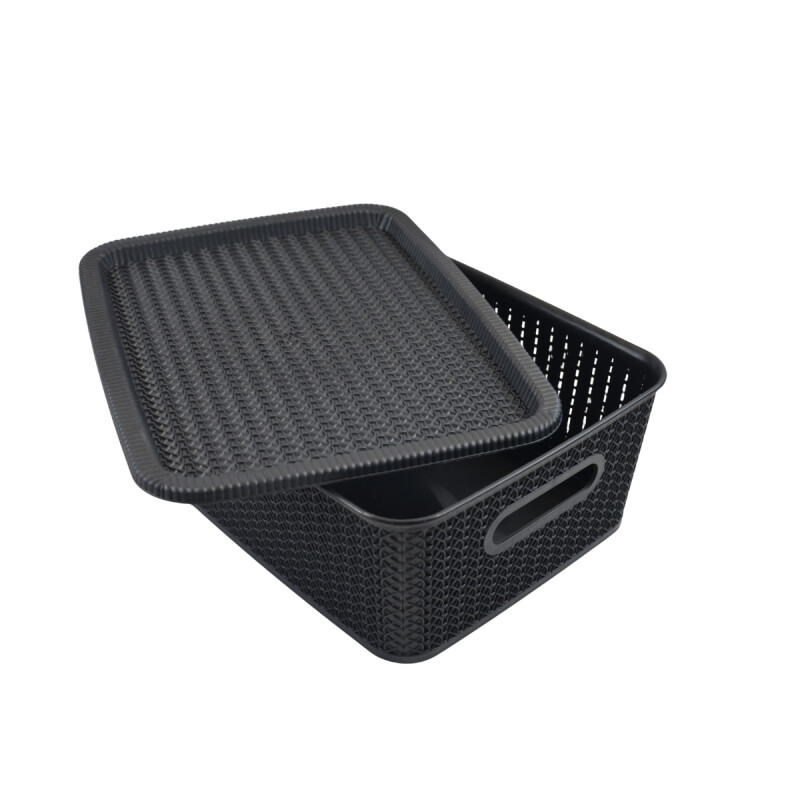 Caja organizadora símil ratán 12,5lt NEGRO