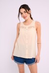 Blusa con detalle calado Beige