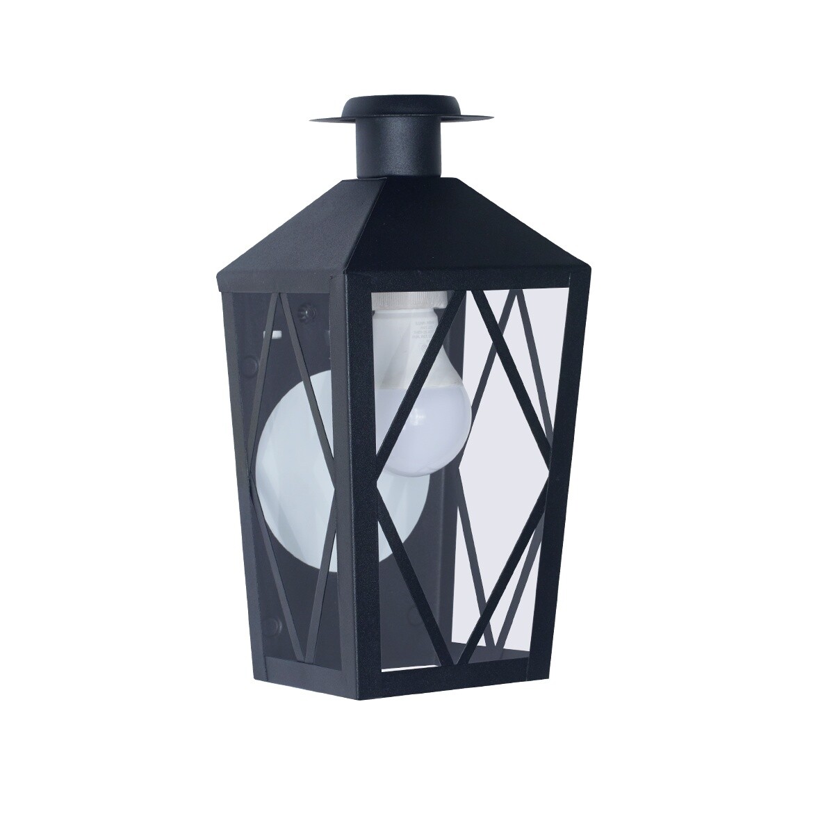 FAROL DE PARED E27 CON REJA Y SOMBRERO NEGRO 