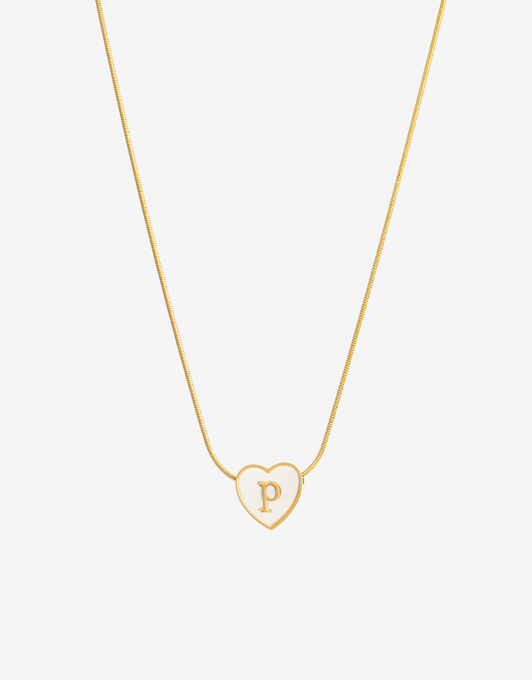 Cadena Corta con Dije Piedras Cadena De Acero Dije Inicial "p" - Dorado
