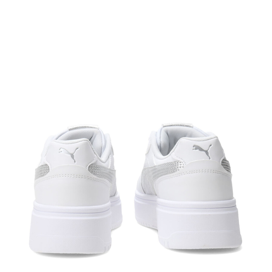 Championes de Mujer Puma Rebound Low Metalic Plataforma Blanco - Plata