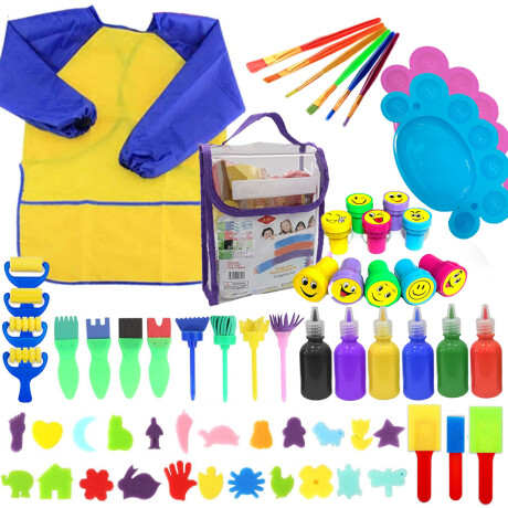 Set Infantil Pinceles De Esponjas + Túnica + Pinturas Jug027005
