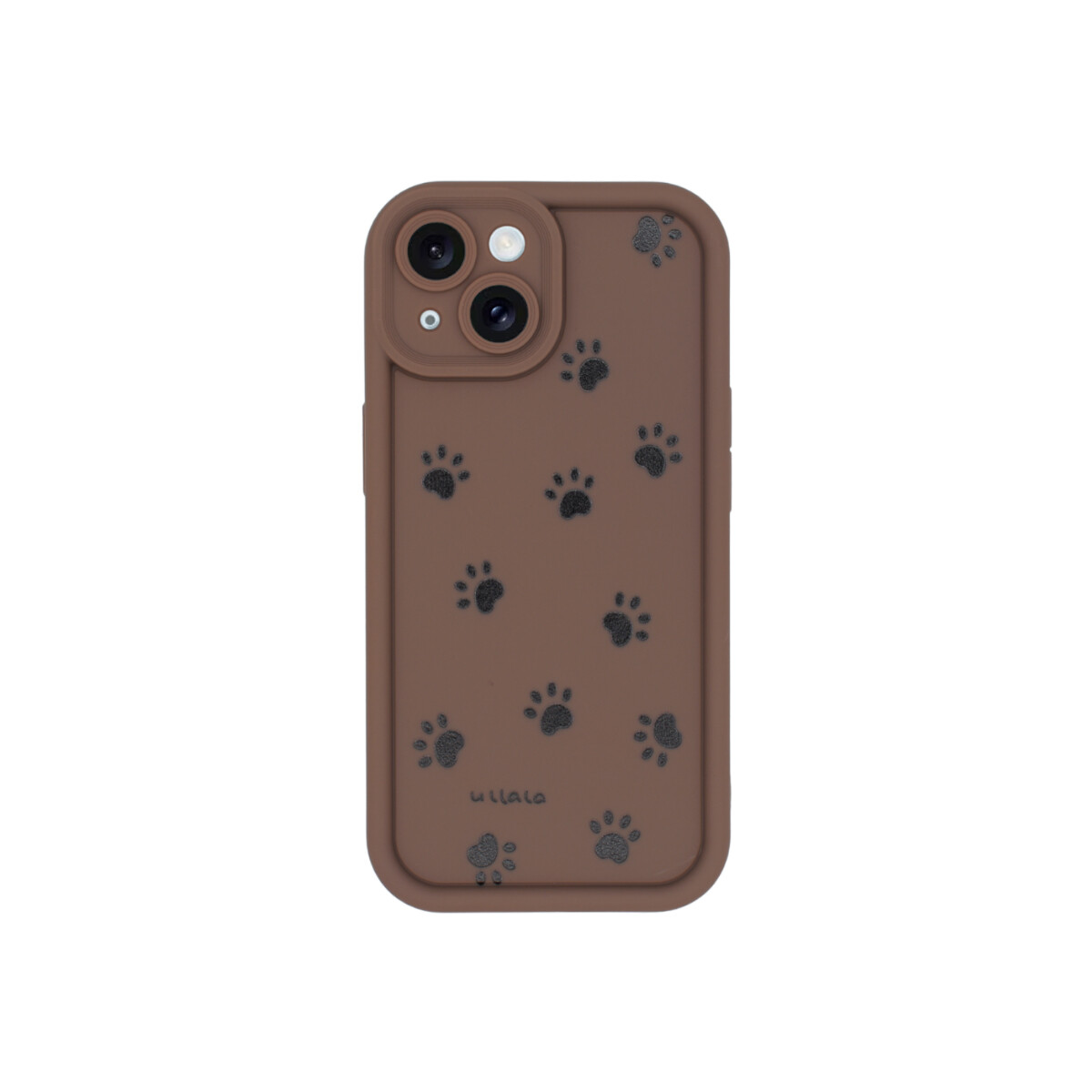 Protector para iPhone 15 diseño huellas color marrón 