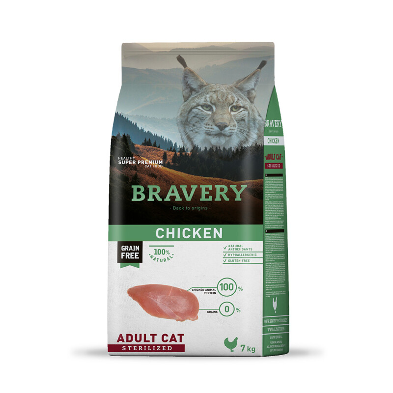 Bravery Chicken Adult Cat Sterilized 7 kgs + Transportadora JET10 de Obsequio!