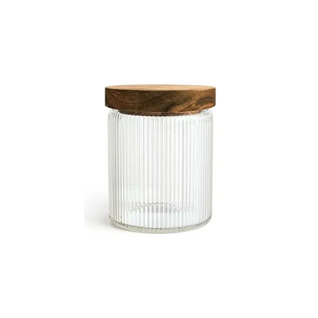Frasco de vidrio con tapa de madera - Chico 9x15cm Sc