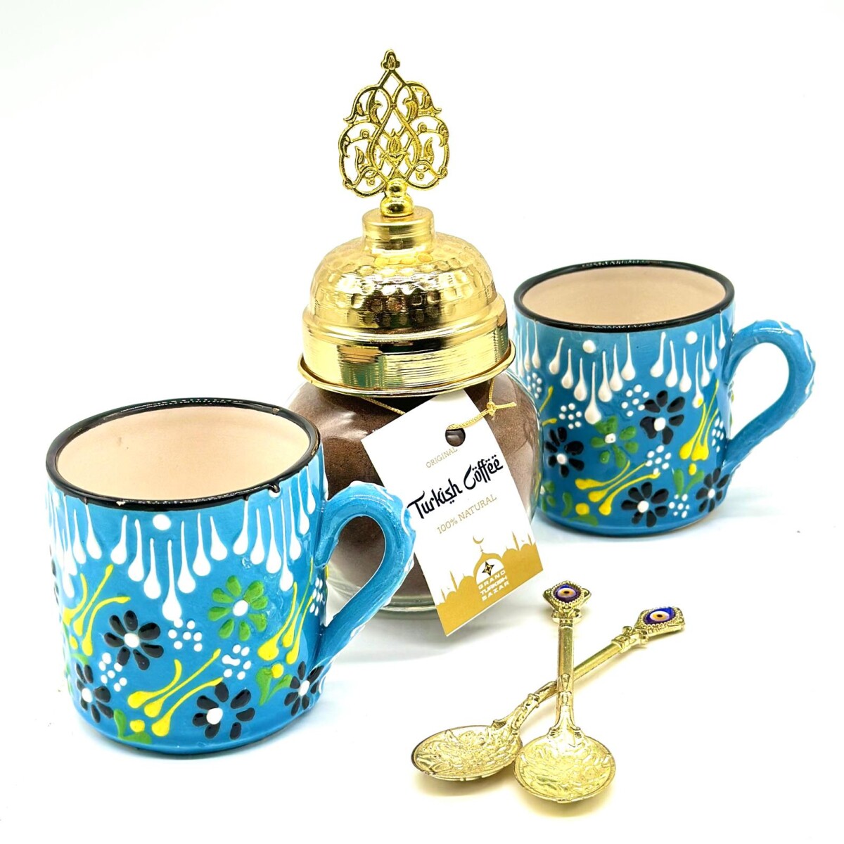 Set de café para dos personas cerámica - Celeste 