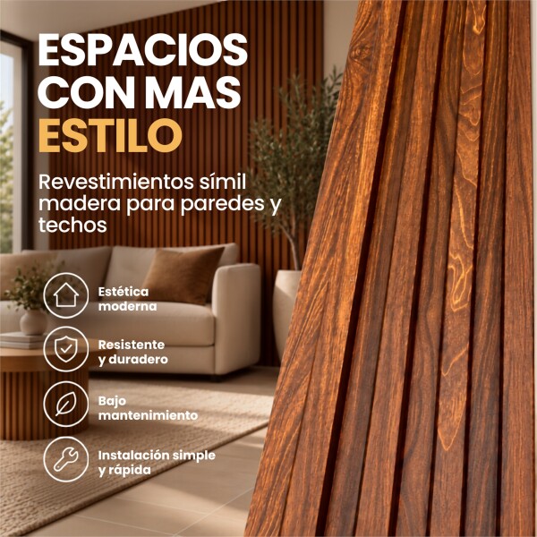 Pack x10 Wpc Simil Madera Wall Panel Lambrin 2.90x16.7 Marrón madera 5