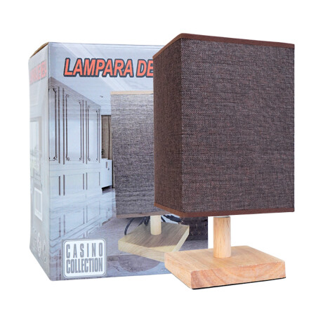 Lampara cuadrada con base de madera Lampara cuadrada con base de madera