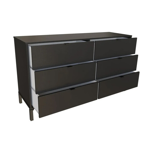 Cómoda Marden 6 Cajones Horizontal Negro CóMODA MARDEN 6 CAJONES HORIZONTAL NEGRO