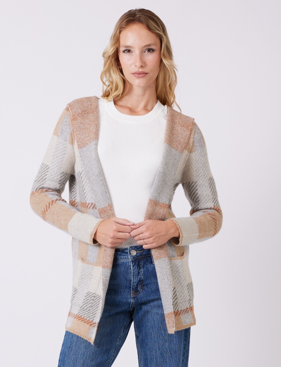 Cardigan Soft Capucha - Gris/multi 
