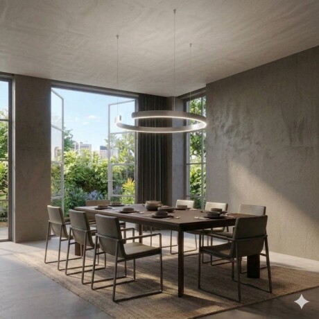 Luminaria de susp. Led circular con corte, 40W Dimerizable, 60cm PLATA