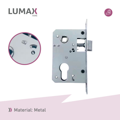 Cerradura Puerta Interior Metal Con 3 Llaves Lumax Plateado