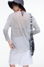 SWEATER EN V LUREX Plata