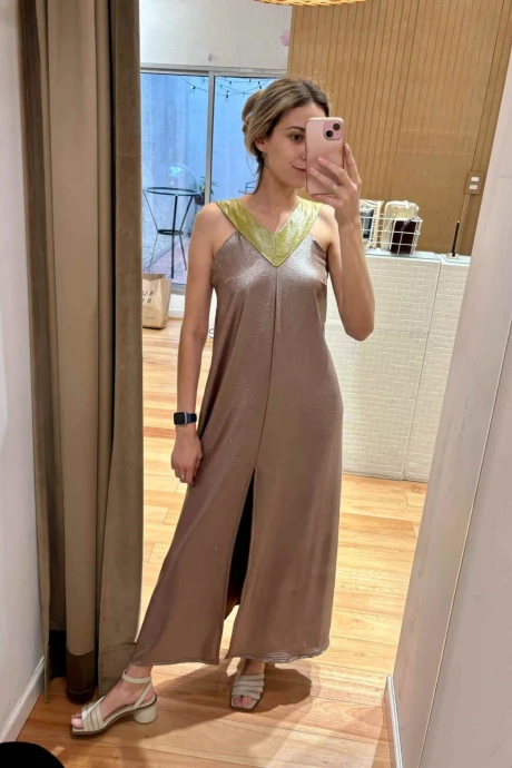 Vestido Bico Marrón brillo