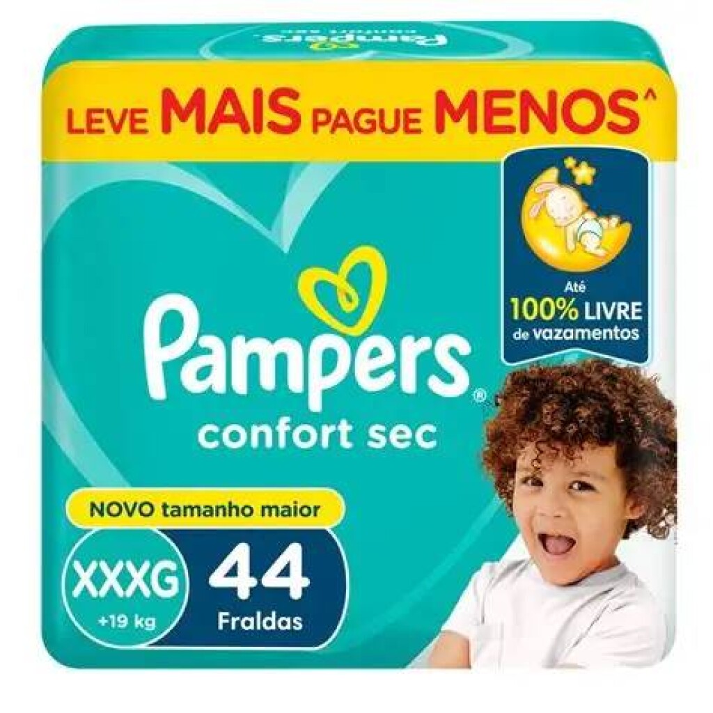 Pañales Confort Sec XXXG Pampers - Cont. 44 Unidades