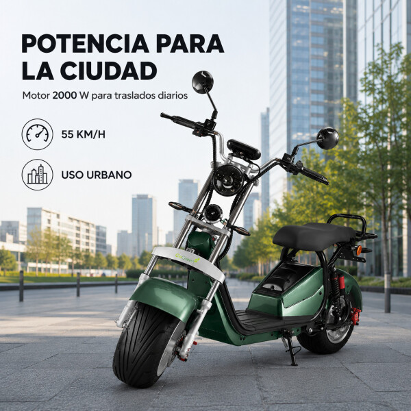 Moto Eléctrica GoGreen Adventure 2000W 20Ah R12 55km/h Verde