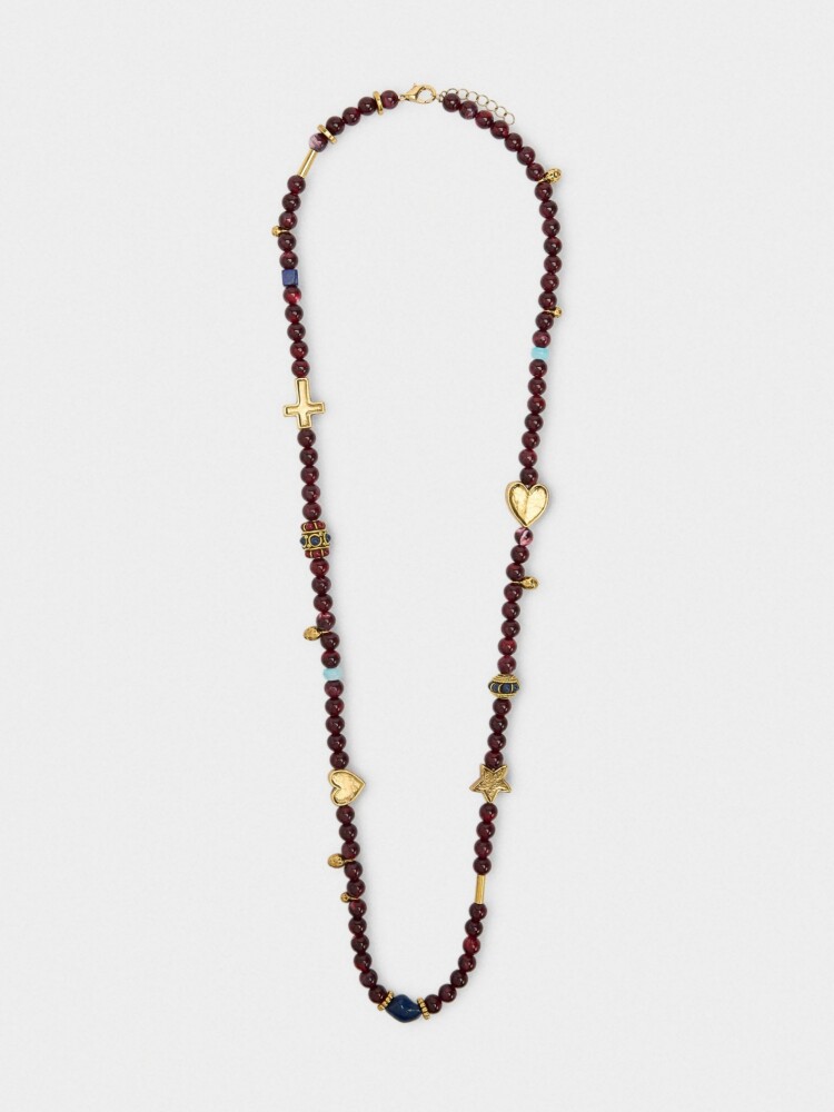 Collar Largo De Cuentas Con Colgantes multicolor