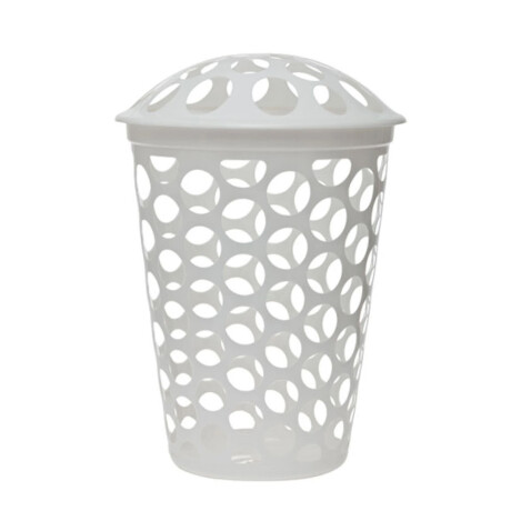 Cesto Organizador Ropa Calado c/Tapa 30Lt Plástico Paramount Blanco